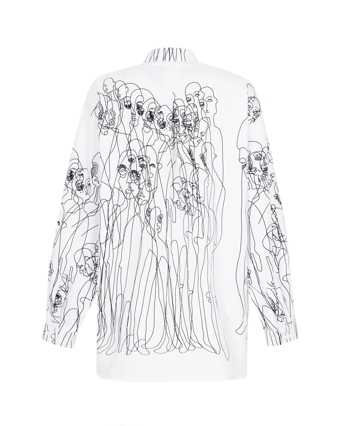 Line Figures White Shirt Long Sleeve