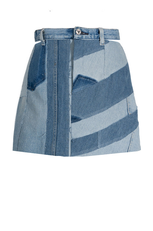 Side-Slits Upcycled Denim Skirt