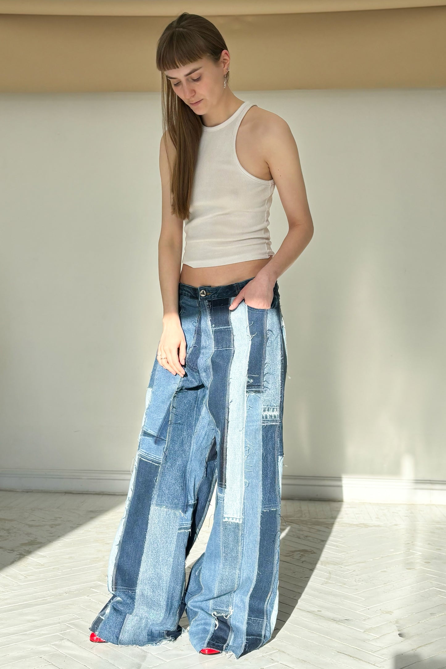 Low-Waist Relaxed-Fit Upcycled Jeans