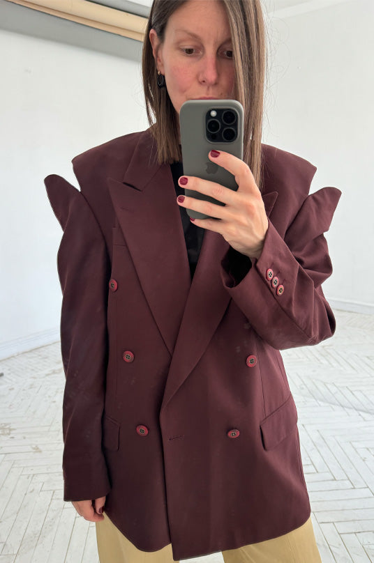 Upcycled Bordo Jacket with Cuts