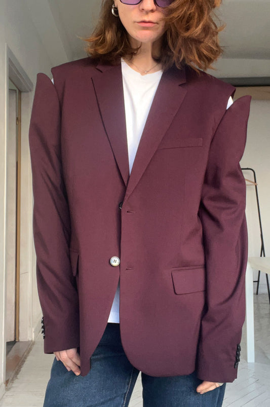 Upcycled Bordo Jacket with Cuts