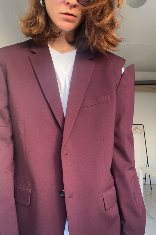 Upcycled Bordo Jacket with Cuts